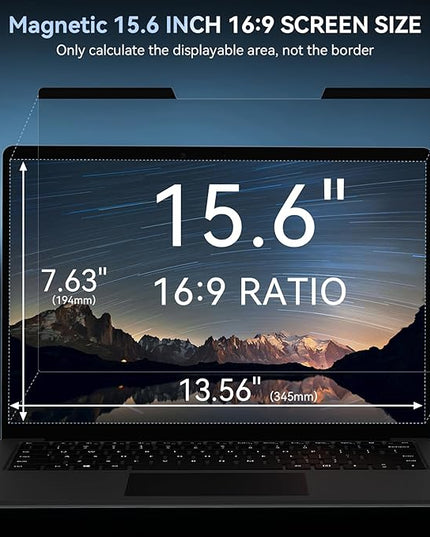 Mamol Magnetic Laptop Privacy Screen 15.6 inch ,16:9 Aspect Removable Anti Glare Protector Blue Light Privacy Screen Filter,Filter Shield Compatible with HP/Dell/Acer/Asus/Samsung/Lenovo/Thinkpad Envy