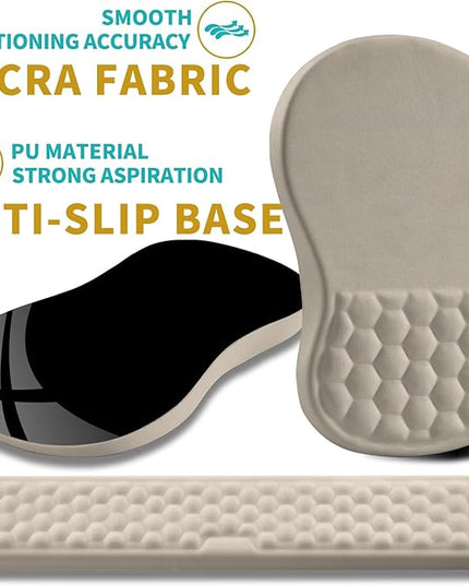 Hokafenle 2 in 1 Ergonomic Mouse Pad Wrist Support & Wrist Rest for Computer Keyboard Set, with Relieve Carpal Tunnel Pain Massage Bulge and Full Memory Gel Design (2In1 Set - Apricot)