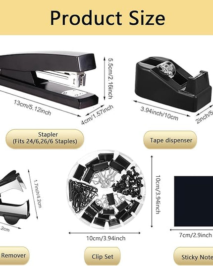 Office Supplies,Desk Accessories,with Stapler, Tape Dispenser,Desk Organizer,Folding Phone Holder,Pen,Journal Notebook,Scissor,Staple Remover,Staples,Clear Tape,Sticky Notes,Paper Clips,Bookmark,Ect