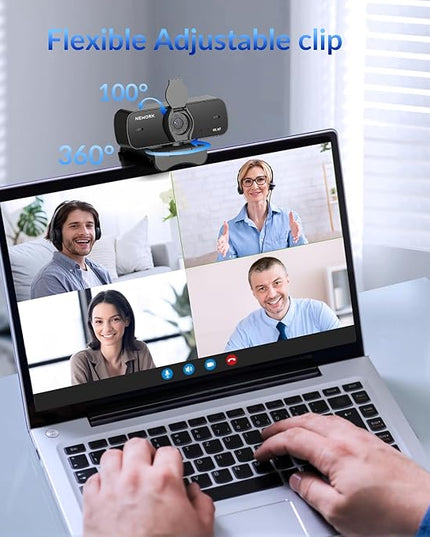 4K Webcam for PC, Ultra 4K HD, 2 Noise Reduction Mics, Auto Focus & Privacy Cover, Plug & Play, 77°FOV, USB Camera for PC, Mac, Laptop, Video Calls
