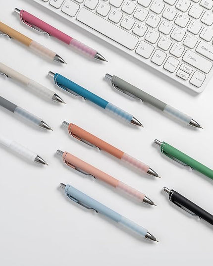 Linbsunne Ballpoint Pens Black Medium Point 1mm Pen with Super Soft Grip Ball Point Pen for Men Women Retractable Pens (silver-12 pcs)