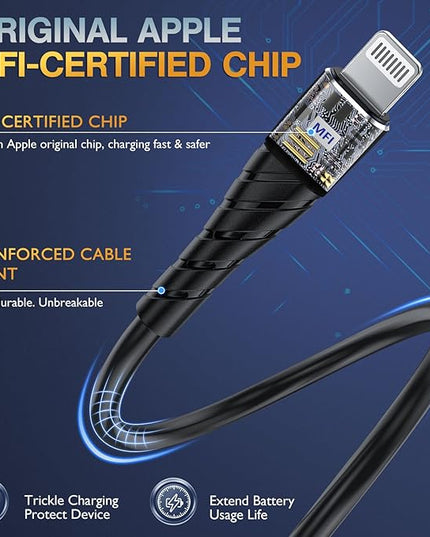 OIITH MFi Certified Short for iPhone Charger Cable 3 Pack 1 Ft, 12 inch for Lightning Charging Cord, Fast 2.4A for iPhone Data Cord Compatible with iPhone12/11/XS/Max/XR/X/8/8P/7P/6/iPad - Gold