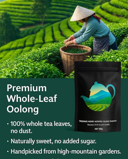 Oolong Tea Bags – Organic Whole Leaf Oolong – 20 Bags (5g Each) – Natural Relaxing Tea for Calm Mind & Healthy Lifestyle – Premium Organic Oolong Tea (1)