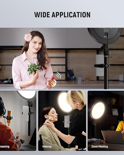 NEEWER Basics 12" 24W Large Ring Light with 68" Stand/Phone Holder/Remote for iPhone Video Recording Selfie Streaming Makeup Studio Photography, 3000K-6500K CRI98 Full Screen LED Panel Lighting, BR13