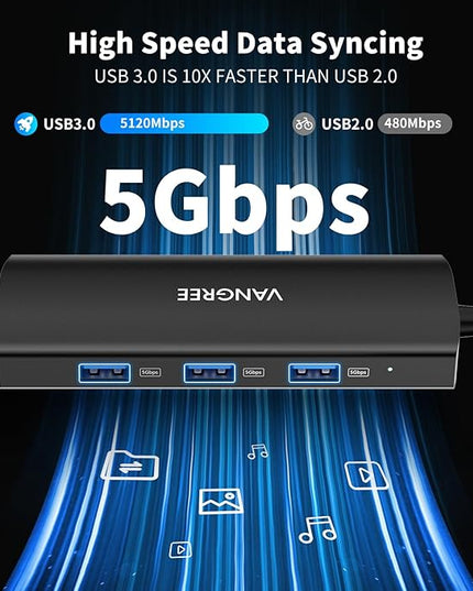 USB C Hub 8 in 1 Multiport Adapter, 3 USB 3.2 Gen 2 Ports with 10Gbps, 3 USB-A 3.0 5Gbps, 4K@60Hz HDMI, 100W PD, USBC Splitter for MacBook Pro, iPad Pro, Mac mini and More(Not Support USB-C Monitor)