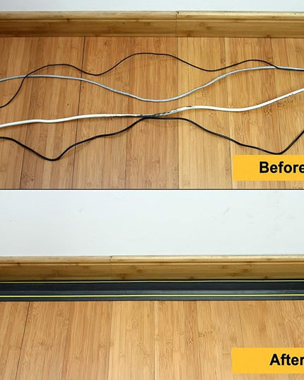 AGPTEK Heavy Duty Floor Cable Cover Cable Protector, 6.5 Ft Floor Cord Protector 3 Channels Floor Cord Cover (Mid Channel 0.93") Contains Cords, Cables and Wires, Good for Office, Home, or Outdoor
