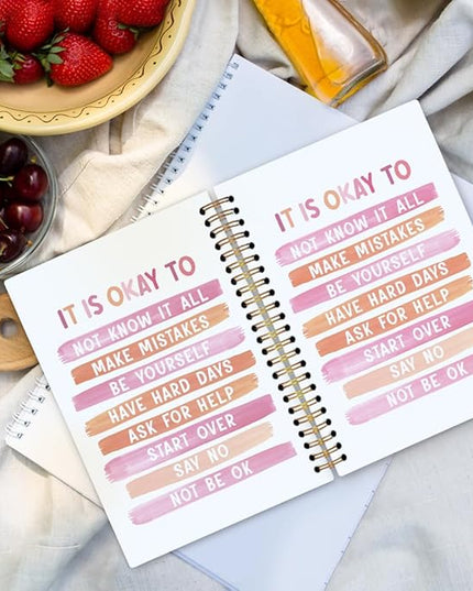 dvhdajed Pink Mental Health Spiral Notebook, It's Okay to Inspirational Journaling Notebooks, Pink Therapy Spiral Journal for Girls Women Girls, Mental Health Office School Supplies Gifts, 5.5x8.3 In