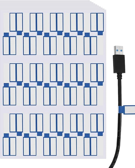 uxcell 300 Pcs Cable Labels, Waterproof Wire Cord Labels Tags, Cord Organizer Management Tags for Charger Cable Organizer Wire Markers Printer, Blue