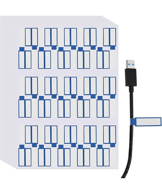 uxcell 300 Pcs Cable Labels, Waterproof Wire Cord Labels Tags, Cord Organizer Management Tags for Charger Cable Organizer Wire Markers Printer, Blue