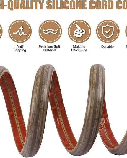 Floor Cord Cover Self Adhesive Cord Hider,10FT Cable Management, Extension Strip Protector for Wires, Prevent Cable Trips for Offices, Gyms, Exhibitions Cavity:0.3"(W) x 0.28"(H) Wood Walnut