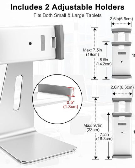 AboveTEK Elegant Tablet Stand, Aluminum iPad Stand Holder, Desktop Kiosk POS Stands for 7-15.6 inch iPad/Portable Monitor, Tablet Mount for Showcase Office Reception Countertop