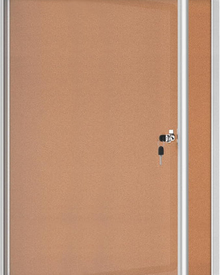 Mifuro 38"x28" Enclosed Bulletin Board, Lockable Weather-Resistant Aluminum Cork Noticeboard for School & Office, Silver Frame w/Cork