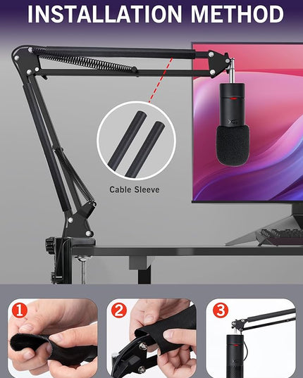 SUNMON SoloCast 2 Mic Arm with Pop Filter Windscreen - Gaming Microphone Stand Compatible with SoloCast 2, Mic Stand with Foam Cover