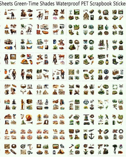 Scrapbooking Stickers Set for Adults, 100 Sheets 3.1 x 3.1 Inches Diecut Time Shades Theme, Clear PET Stickers for Journaling, Junk Journal Supplies, Collage, Scrap Book, DIY Crats Arts