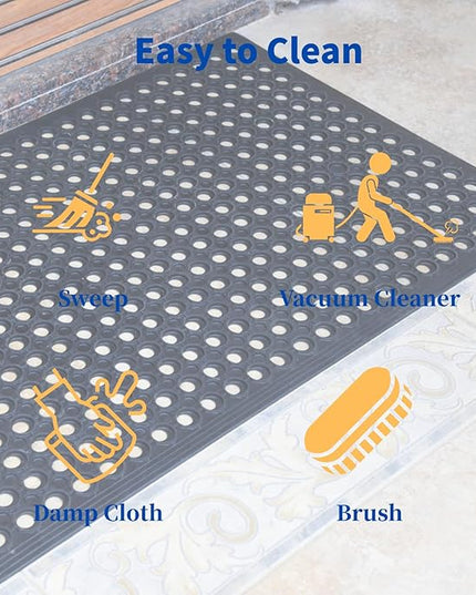36" Anti Fatigue Large Rubber Floor Mat, Commercial Grade Grease Resistant Kitchen Mat with Drainage Holes for Restaurants,Bars,Commercial,Kitchens,Garages,Black(4 PCS)