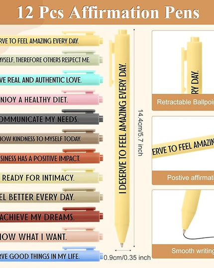 Kosiz 24 Pcs/12 Set Positive Affirmation Gifts Gratitude Spiral Notebooks with Pens Motivational Encouragement Notepads Daily Affirmations Journal for Women Valentine Galentine Gifts (Plant)