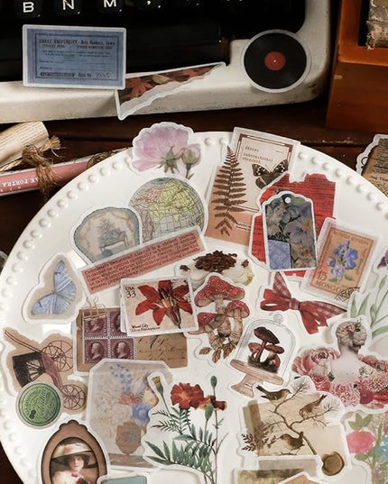 Maxleaf Vintage Washi Sticker Set, 400PCS Floral Retro Nostalgic Ephemera Stickers for Scrapbooking Journaling DIY Crafts Planner Diary Album Handmade Work Journal Envelope Gift Wrapping