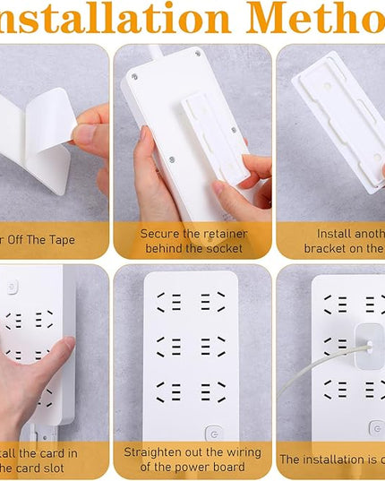 10 PCS Self Adhesive Power Strip Holder Surge Protector Fixator Wall Mount Punch Free Cable Management System Powers Strips Mount Holders for Router Computer Kitchen Home Office Remote Control