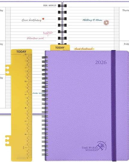 POPRUN 2026 Weekly and Monthly Planner Calendar, January 2026 - December 2026,Medium-6.75" x 8.75" Spiral Bound Appointment Book, Includes Monthly Tabs, Inner Pocket,Soft Cover - Lavender