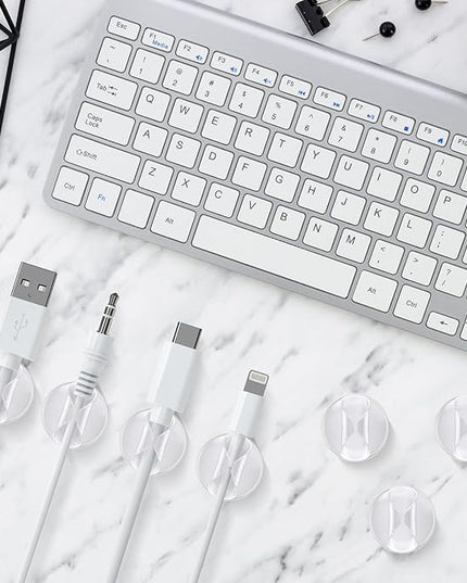 12 Pack Cable Clips, Znben Clear Cord Organizer Holder Adhesive Cord Management Charger Wire Holder Clips for Desk, Home, Office, Car, Cubicle, Nightstand