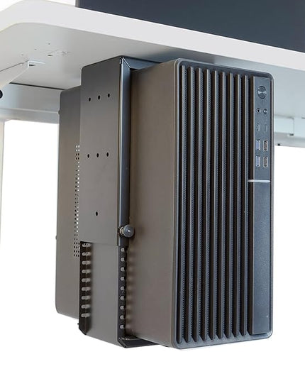 Universal Wall or Under Desk CPU Mount, PC/NAS Bracket – 4.5 to 9.2 inch Wide Computer Holder, Space-Saving Design with Safety Lock,Max Load 32Lbs