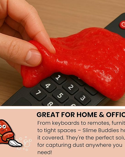 Slime Buddies Car Cleaning Gel Putty - Strawberry Scented Interior Detailing Tool for Cup Holders, Air Vents & Keyboard - Reusable Auto Detailing Accessories - Dust Remover Goop - Gifts for Men Women