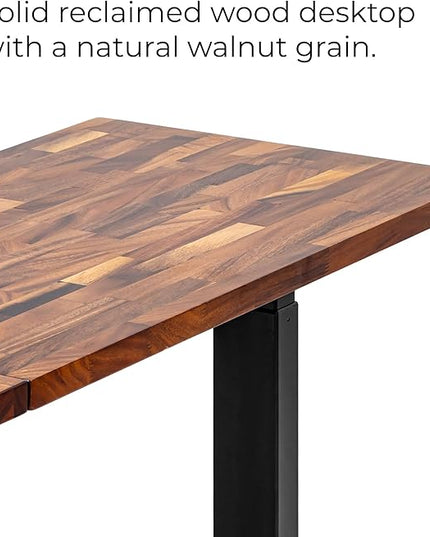S STAND UP DESK STORE Triple Motor Electric L-Shaped Corner Standing Desk with EZ Assemble Frame (Black Frame/Solid Walnut Top, 71 inch W x 71 inch D)