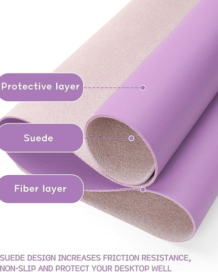 YSAGi Non-Slip Leather Desk Pad, Waterproof Laptop Computer Desk Keyboard Mat, Table Protector Blotter Mat, Large Mouse Pad for Office/Work/Home/Decor(Purple, 31.5" x 15.7")