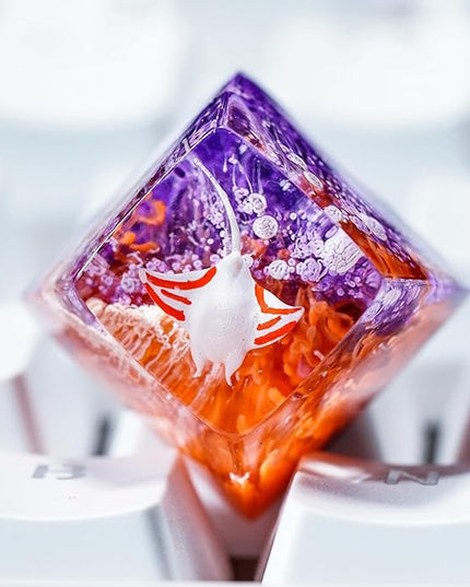 Manta Ray Artisan Keycap Orange Purple Ocean Coral R1 SA Profile Custom Sea Creatures Keycaps 1U ESC Handmade Gaming Resin Key Cap Cherry MX Switch Compatible Mechanical Keyboard Manta Ray Lover Gift