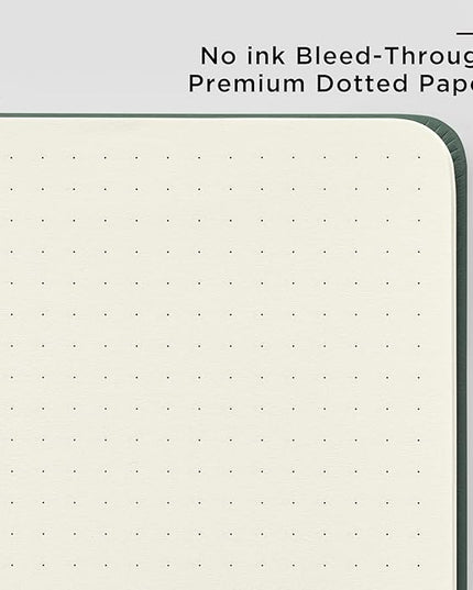 &And Per Se Dotted Journal Notebook (10 packs), A5 Hardcover Leather Bullet Dotted Journal, 160 Pages 100GSM Thick Paper, 3 Sheets of Stickers Included - 5.7'' x 8'' (Green)