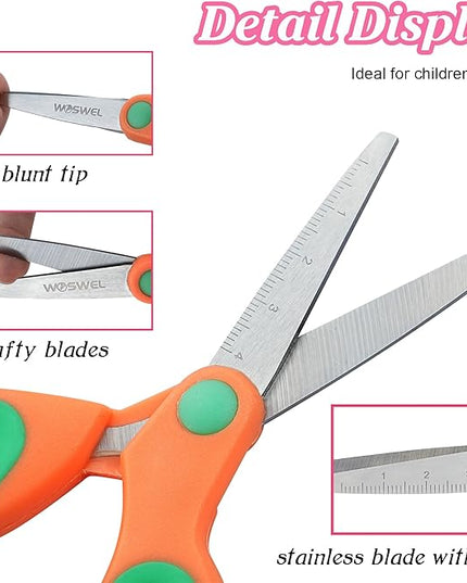 Kids Scissors Bulk, Woswel 36 Pack Safety Blunt Tip Student Scissors, 5 “ Student Scissors with Comfort Grip, Assorted Colors Children Craft Scissors for Cutting Paper Craft Art Supplies