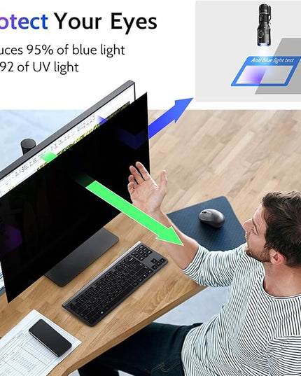 Peslv Privacy Screen for Computer Monitor 23.8 Inch 16:9 Aspect Ratio, Anti Blue Light Glare Removable 23.8 in Privacy Screen Filter Protective Film, HD 23.8 Inch Privacy Screen Protector for Monitor