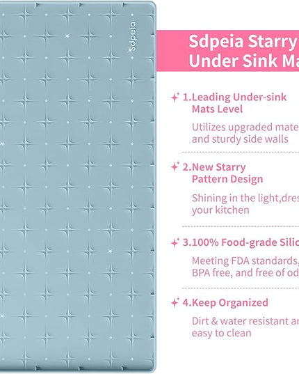 Sdpeia Under Sink Mat 31"×22" Waterproof Silicone Cabinet Liner & Sink Protector for Kitchen & Bathroom, Multi-Purpose Organizers Tray for Pets, Laundry, Cat Litter Mat