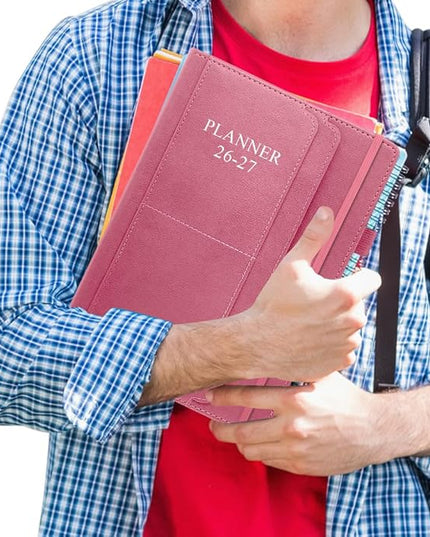 2026-2027 Planner - Weekly & Monthly Planner Runs from January 2026 to June 2027, 5.8" x 8.25", 18 Month Planners, 14 Notes Pages, Inner Pocket, PU Leather Hard Cover, Rose Monthly Planners 2026-2027