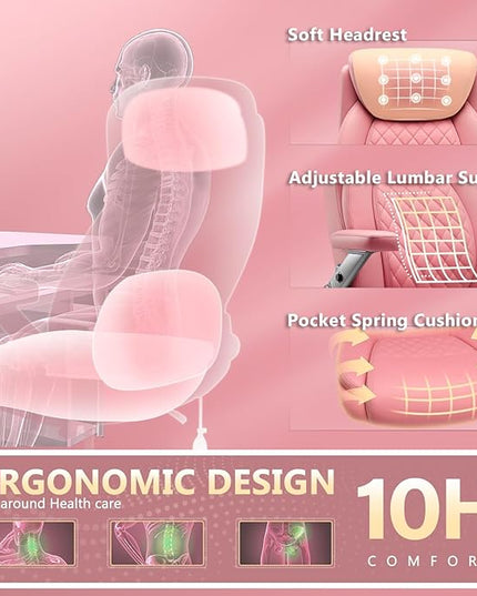 650LBS Large Heavy Duty Office Chair with 5D Flip Arms,Comfy Big and Tall Executive Office Desk Chair with Pocket Spring Cushion,High Back Computer Chair with Lumbar Support,Dual Rubber Wheel