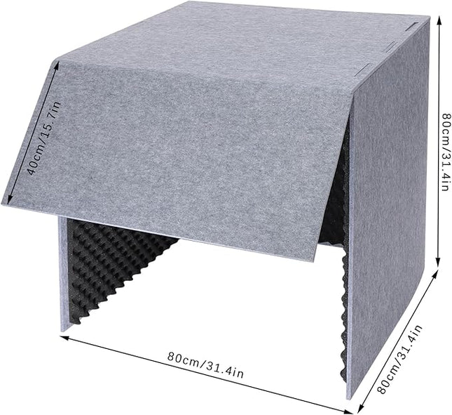 Desktop Soundproof Cover, Isolation Booth, Vocal Sound Absorbing Shield, Portable Vocal Recording Booth, Sound Proof Foam Room, Microphone Isolation Booth Cube, for Office, Home Studio (Black)