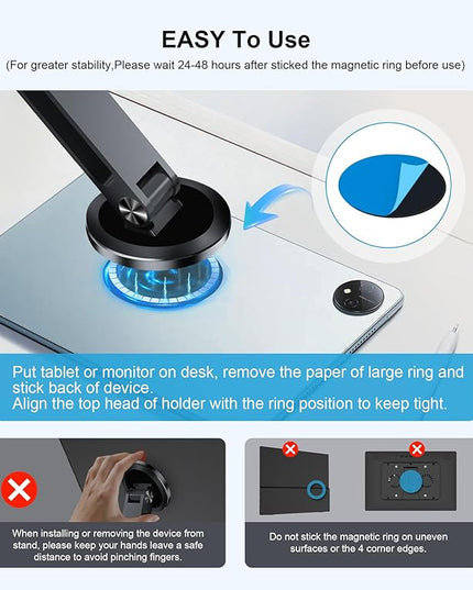 Adjustable Magnetic Stand Holder for 10-18.5 Inch Small Portable Monitor Tablet, Aluminum Alloy Foldable Arm Swivel Desk POS Stand Mount for iPad Air Mini Pro 12.9 13, Samsung Galaxy Tabs