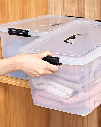 19 Quart Plastic Storage Bins with Lids, 6-Pack Stackable Clear Storage Organizing Box with Handle