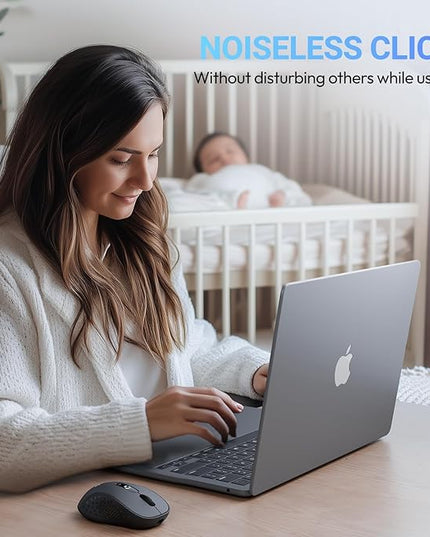 XBG B15 Tri-Mode Wireless Mouse, Bluetooth 5.0/4.0 & 2.4G, 5 Adjustable DPI, Type-C Rechargeable with 3-Level Battery Indicator, Ergonomic Silent Design for Office/Laptop/Travel