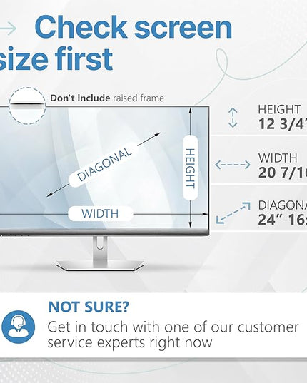 VINTEZ 24 Inch 16:10 Privacy Screen for Computer Monitor and Laptop - Anti Glare Protector Film Blue Light Filter Eye Protection - Computer Screen Privacy Shield, [1 Pack]