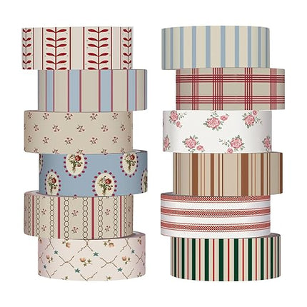 YooNotee 12 Rolls Watercolor Floral Washi Tape Set 15 mm Vintage Flower