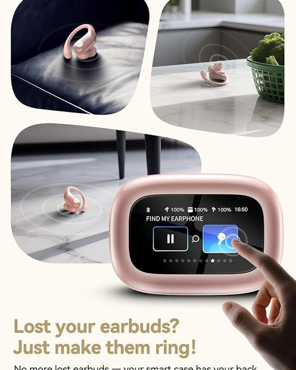 Wireless Earbuds, ENC Noise Cancelling Sport Ear Buds with Touch-Screen Control, IPX7 Waterproof, Bluetooth 5.4 Headphones with Deep Bass Stereo for Running & Workout – Rose Gold