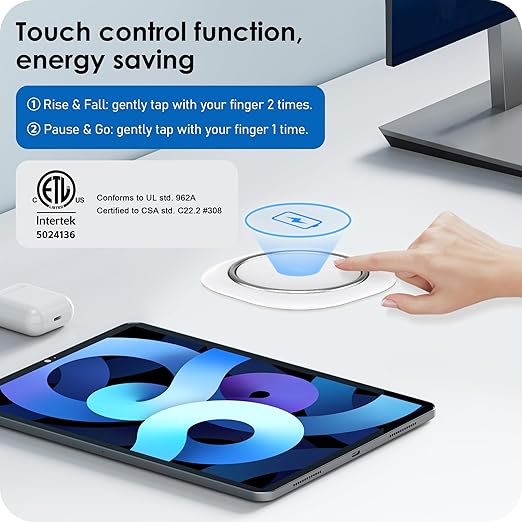ANNQUAN Motorized Pop Up Countertop Receptacle with 15W Wireless Charger,Max 20W Power Delivery,3.15" Automatic Pop Up Electrical Outlet with 4 Outlets 4 USB Ports for Home Office Kitchen White