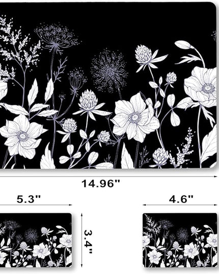 Laptop Skin Sticker Decal,12" 13" 13.3" 14" 15" 15.4" 15.6 inch Laptop Vinyl Skin Sticker Cover Art Protector Notebook PC (2 Wrist Pad Skins Included), Waterproof Removable, Black White Flower
