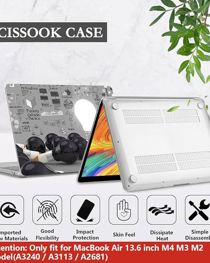 CISSOOK Creative Bulb Hard Shell Case for MacBook Air 13.6 inch M3 A3113 A2681 M2 2025 2024 2022 Release, Plastic Hard Shell Cover with Keyboard Cover for MacBook Air 13.6 M2 M3 2022-2025