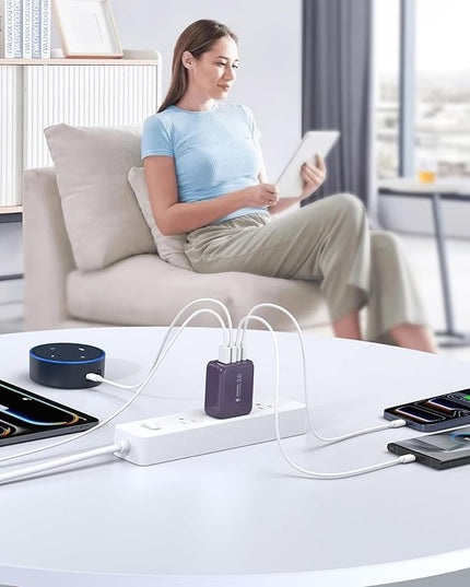 60W 2-Pack USB C Wall Charger Block, 5-Port C Charger Fast Charging Block PD Power Adapter +QC 3.0 Multiport Type C Box Brick Cube USB A Wall Plug for iPhone 14/15/16/17 Pro Max,Samsung Galaxy(Purple)