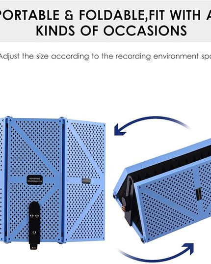 Portable Desktop Soundproof Cover,3 Doors Foldable Acoustic Panels Studio Equipment,Vocal Absorbing Shield to Filter Vocal for Microphone,for Home Studio(Pink)