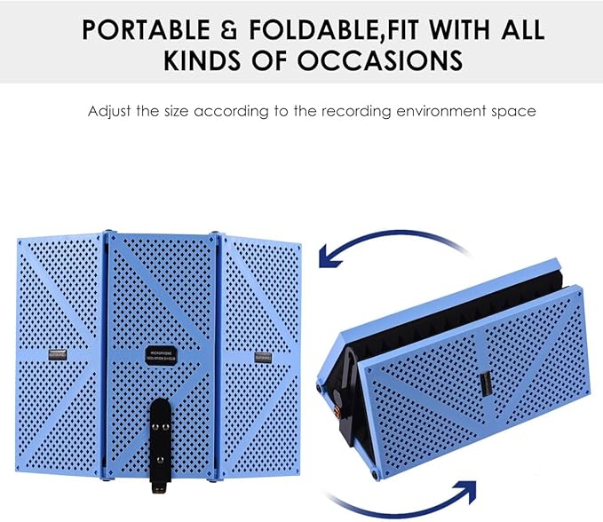 Portable Desktop Soundproof Cover,3 Doors Foldable Acoustic Panels Studio Equipment,Vocal Absorbing Shield to Filter Vocal for Microphone,for Home Studio(Pink)