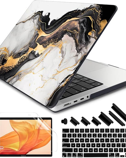 DONGKE Case for M5 MacBook Pro 14 inch 2025 2024-2021 M4 M3 M2 M1, Plastic Hard Shell Cover Compatible with A3434 A3112 A3401 A3185 A2992 A2779 A2442, Retina XDR Display & Touch ID, Abstract Marble