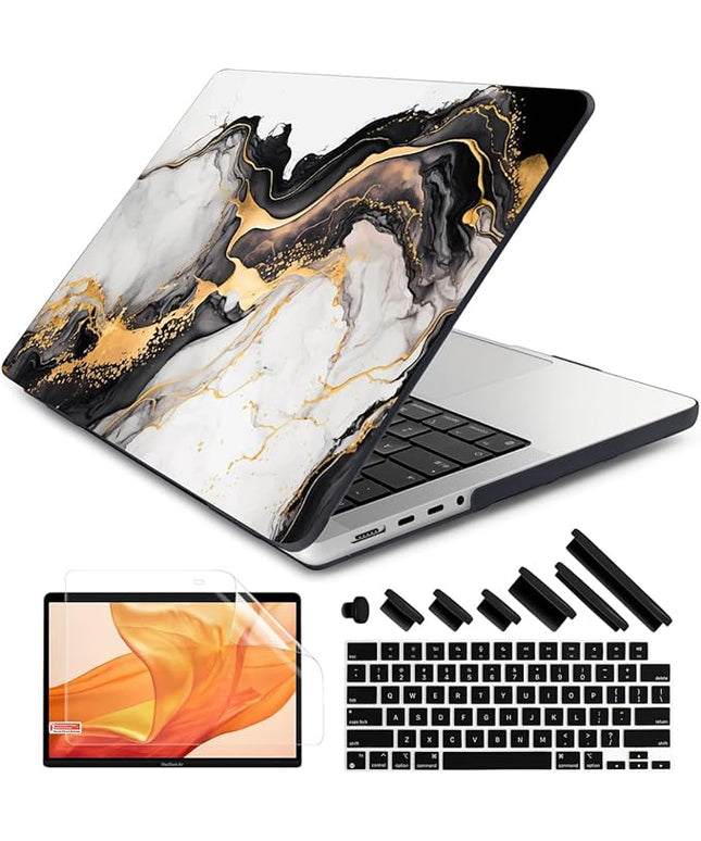 DONGKE Case for M5 MacBook Pro 14 inch 2025 2024-2021 M4 M3 M2 M1, Plastic Hard Shell Cover Compatible with A3434 A3112 A3401 A3185 A2992 A2779 A2442, Retina XDR Display & Touch ID, Abstract Marble